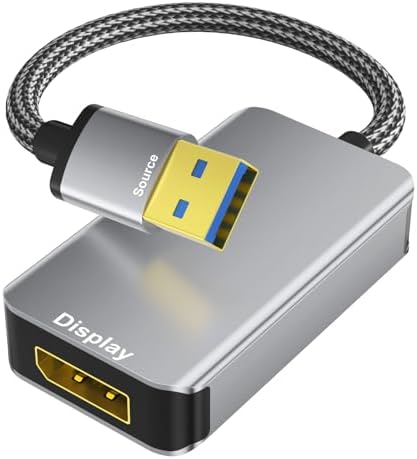 USB to DisplayPort Adapter 1080P 60Hz, USB A 3.0 Male to DP Female Adapter for Monitor, TV, Projectors, Compatible with Mac OS Windows 7/8/10/11 - Requires Driver Installation