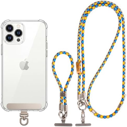 Cell Phone Lanyard Crossbody Strap Phone Neck Holder, 1pcs Adjustable Cellphone Lanyard Leash, 1pcs Wrist Strap Wristlet, 2pcs Tether Tabs, Premium Metal Buckles, 8mm Thick Soft Skin-Friendly