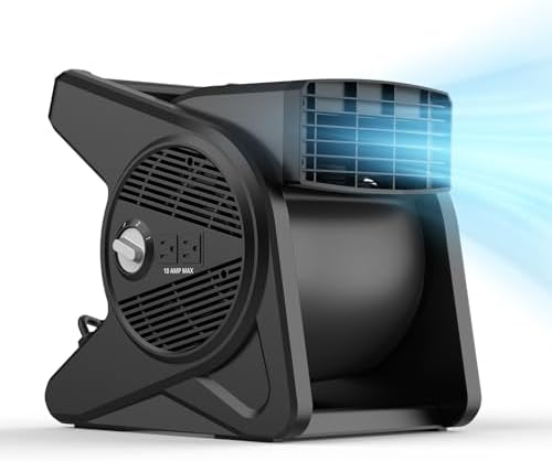 shinic 15" pivoting blower fan,portable pivoting blower fan with Reset Button for Floor & Carpet Drying,375 CFM, 3 Speeds Ideal for Office Garage Gym Home Use(Black)