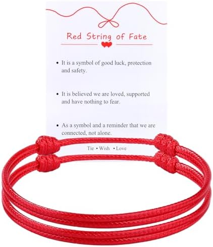 Set of 2 Red String Bracelets for Men Women - Easy to Adjust Kabbalah Protection Red Bracelets - Waterproof, Light Weight, Strength, Power Energy, Lucky Charm, Red String of Fate, Colour Not Fade